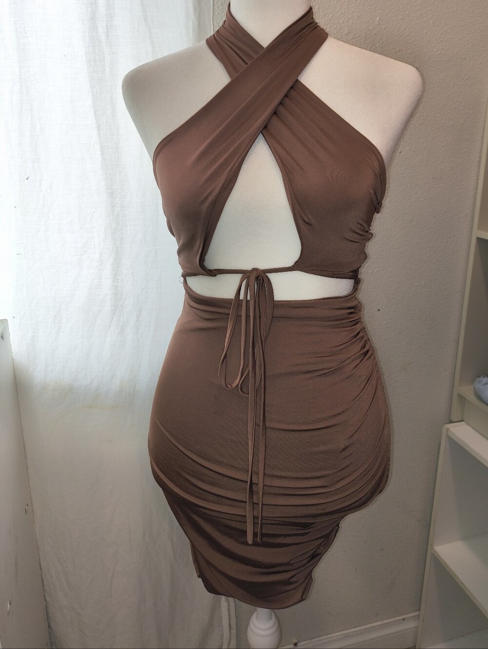 Windsor Chocolate Brown Cutout Mini Dress